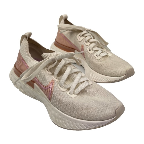 Nike White Pink React Infinity Run Flyknit Running Shoes Size 7.5 Women's - Picture 1 of 9